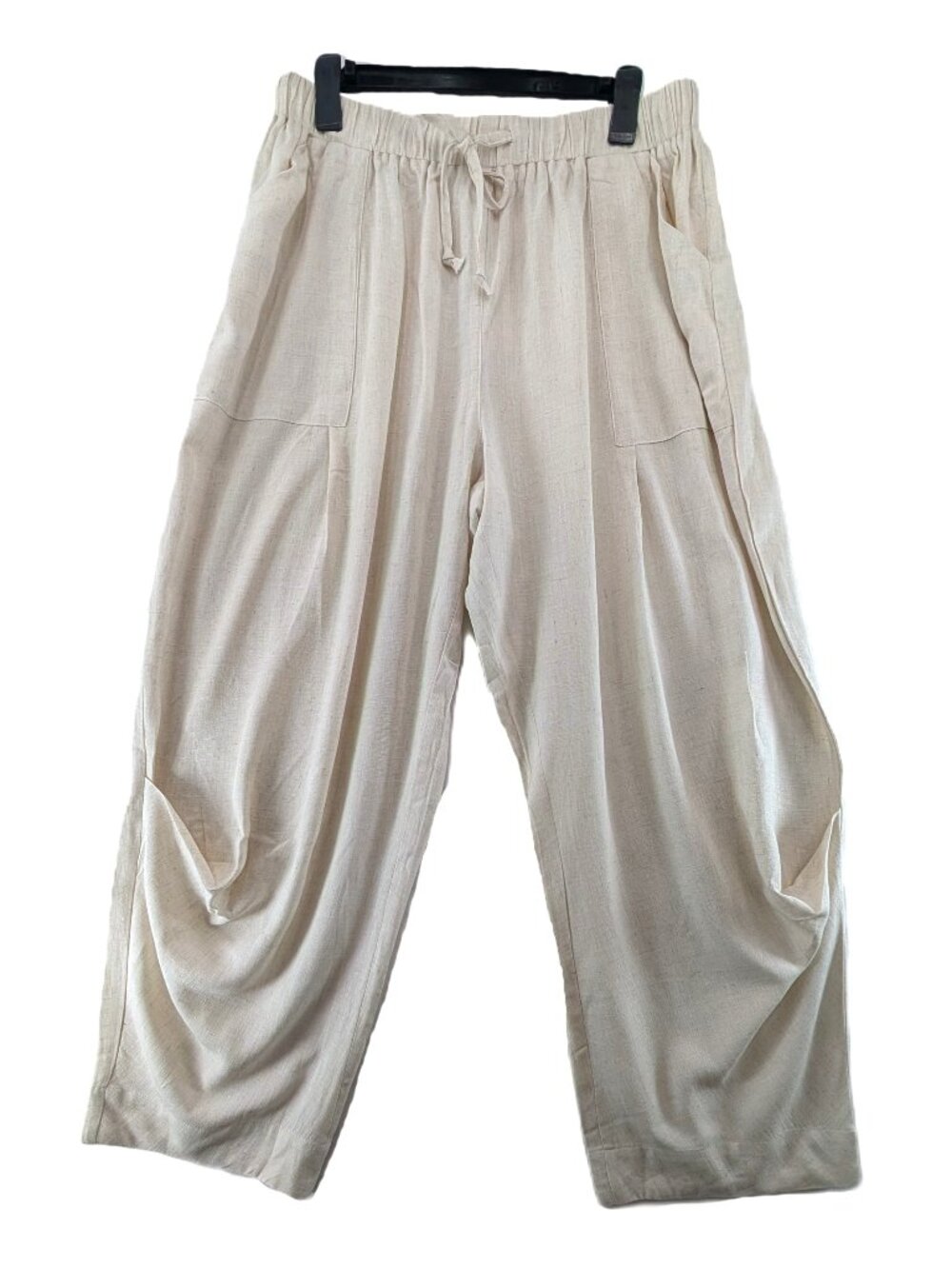 Tarse Pull-on Pants Womens Sz Large Linen Blend Pockets Lagenlook Beige New NWT